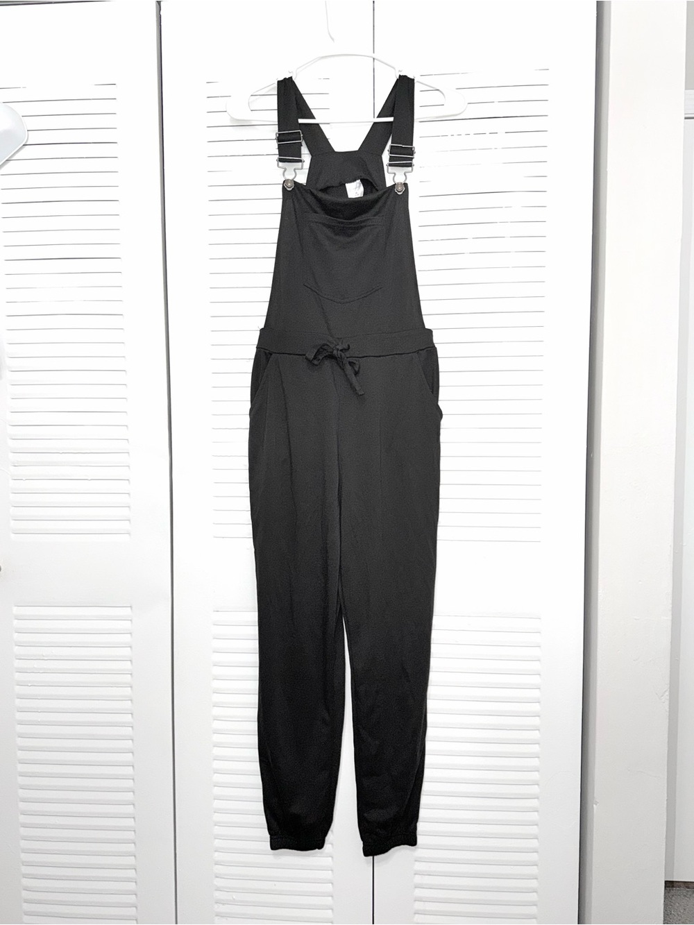 Black Knit Overalls / Jogger Jumpsuit Normcore Casual Y2K size M